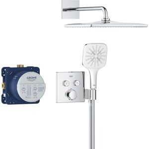 Grohe Precision SmartControl Concealed Shower System with 2 Valves Thermostat (Mono 31 cm Cube Head Shower, SmartActive 13 cm Cube Hand Shower 3 Sprays, Hose 1.5 m, Square Trim), Chrome, 34876000 Grohe Precision SmartControl Concealed Shower System with 2 Valves Thermostat (Mono 31 cm Cube Head Shower, SmartActive 13 cm Cube Hand Shower 3 Sprays, Hose 1.5 m, Square Trim), Chrome, 34876000