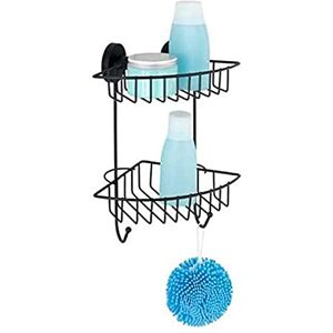 WENKO Rinconera Doble Vacuum-Loc Bari Black, Alloy Steel, 22,5 x 29,5 x 16 cm WENKO Rinconera Doble Vacuum-Loc Bari Black, Alloy Steel, 22,5 x 29,5 x 16 cm