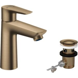 Hansgrohe Talis E bathroom tap with pop-up waste set, bathroom sink tap with spout height 104 mm, basin mixer tap water-saving (EcoSmart), brushed bronze, 71710140 Hansgrohe Talis E bathroom tap with pop-up waste set, bathroom sink tap with spout height 104 mm, basin mixer tap water-saving (EcoSmart), brushed bronze, 71710140
