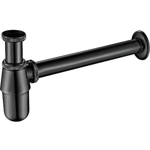 Ibergrif M20505B Brass Bottle Trap 1 1/4, Sink Waste P Trap with 210mm Extension Tube, Adjustable Height & Outlet for Kitchen Bathroom Sinks, Chrome, Black Ibergrif M20505B Brass Bottle Trap 1 1/4, Sink Waste P Trap with 210mm Extension Tube, Adjustable Height & Outlet for Kitchen Bathroom Sinks, Chrome, Black