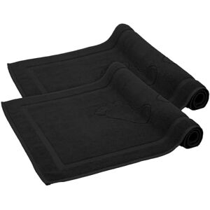 Komfortec Bath Mat Set, 2 Pieces, Terry Cloth Shower Mat, Washable Shower Mat & Bath Mat, 800 g/m² & 100% Cotton, Absorbent & Quick Drying, 50 x 80 cm, Black Komfortec Bath Mat Set, 2 Pieces, Terry Cloth Shower Mat, Washable Shower Mat & Bath Mat, 800 g/m² & 100% Cotton, Absorbent & Quick Drying, 50 x 80 cm, Black
