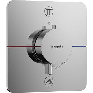 Hansgrohe ShowerSelect Comfort Q - thermostat conceiled, bathroom tap with safety stop at 40 °C, thermostat for showers and bath tubs, shower mixer for 2 functions, chrome, 15586000