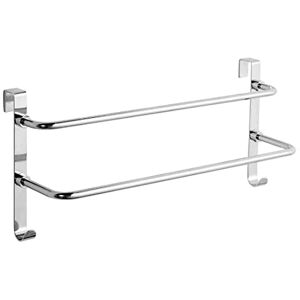 EMKE Double Towel Rail, Bathroom Over the Door Hanging Towel Rack with Hooks, Stainless Steel Sink Towel Holder with Large Space for Kitchen Toilet Hotel Shower Room, Chrome EMKE Double Towel Rail, Bathroom Over the Door Hanging Towel Rack with Hooks, Stainless Steel Sink Towel Holder with Large Space for Kitchen Toilet Hotel Shower Room, Chrome