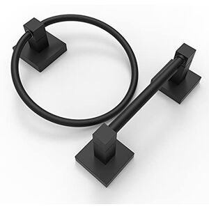 Ruacq Matte Black Toilet Paper Holder Towel Ring Bathroom Accessories Hardware Set Double Post Pivoting Toilet Roll Holder Square Stainless Steel and Zinc Alloy Modern Wall Mounted 2 Pieces Ruacq Matte Black Toilet Paper Holder Towel Ring Bathroom Accessories Hardware Set Double Post Pivoting Toilet Roll Holder Square Stainless Steel and Zinc Alloy Modern Wall Mounted 2 Pieces