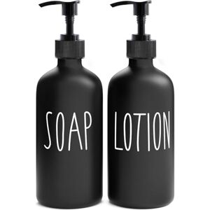MOMEEMO Matte Black Soap Dispenser Bathroom Set, Contains Hand Soap Dispenser and Lotion Dispenser. Bathroom Soap Dispenser Set Suitable for Bathroom Decor Farmhouse Style. (Black) MOMEEMO Matte Black Soap Dispenser Bathroom Set, Contains Hand Soap Dispenser and Lotion Dispenser. Bathroom Soap Dispenser Set Suitable for Bathroom Decor Farmhouse Style. (Black)
