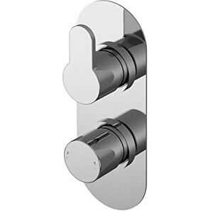 nuie ARVTW02 Arvan Modern Bathroom Round Twin Concealed Thermostatic Shower Valve with Diverter and Lever Handle, 215mm, Chrome nuie ARVTW02 Arvan Modern Bathroom Round Twin Concealed Thermostatic Shower Valve with Diverter and Lever Handle, 215mm, Chrome
