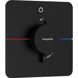 Hansgrohe ShowerSelect Comfort Q - thermostat conceiled, bathroom tap with safety stop at 40 °C, thermostat for showers and bath tubs, shower mixer for 1 function, matt black, 15581670