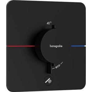 Hansgrohe ShowerSelect Comfort Q - thermostat conceiled, bathroom tap with safety stop at 40 °C, thermostat for showers and bath tubs, shower mixer for 1 function, matt black, 15589670