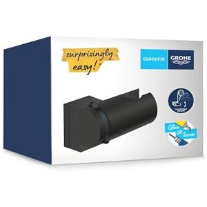 Grohe Vitalio Universal QuickFix Adjustable Wall Holder for Hand Showers (Holding Force: Max. 20 kg, Including Screws and Dowels, Extra Easy to Fit with QuickGlue), Matt Black, 261832431 Grohe Vitalio Universal QuickFix Adjustable Wall Holder for Hand Showers (Holding Force: Max. 20 kg, Including Screws and Dowels, Extra Easy to Fit with QuickGlue), Matt Black, 261832431