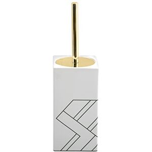 MSV Monolithic Brush Toilet Set Ceramic White Gold, Black, 9x39cm MSV Monolithic Brush Toilet Set Ceramic White Gold, Black, 9x39cm