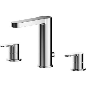nuie ARV337 Arvan Modern Bathroom Round 3 Tap Hole Basin Mixer Tap with Lever Handles and Pop-up Waste, 160mm, Chrome nuie ARV337 Arvan Modern Bathroom Round 3 Tap Hole Basin Mixer Tap with Lever Handles and Pop-up Waste, 160mm, Chrome