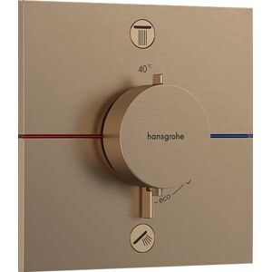 Hansgrohe ShowerSelect Comfort E - thermostat conceiled, bathroom tap with safety stop at 40 °C, thermostat square for showers and bath tubs, shower mixer for 2 functions, brushed bronze, 15572140