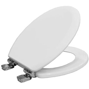 Bemis Chicago Ultra-Fix White Toilet Seat. Soft Close Toilet Seat with Easy Lift Chrome Plated Hinges. Wooden Material for Easy Clean, Universal & Easy Installation, White Bemis Chicago Ultra-Fix White Toilet Seat. Soft Close Toilet Seat with Easy Lift Chrome Plated Hinges. Wooden Material for Easy Clean, Universal & Easy Installation, White