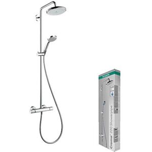 Hansgrohe Croma 220 Air 1jet Showerpipe Chrome 27185000, with Thermostat, Overhead Shower 220 mm, Set of 2 Pieces Hansgrohe Croma 220 Air 1jet Showerpipe Chrome 27185000, with Thermostat, Overhead Shower 220 mm, Set of 2 Pieces