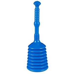 Relaxdays Suction Cup Plunger, HWD: 49 x 15.5 x 15.5 cm, Drain Tamper, Unclogging, WC, Washbasin & Shower, Plastic, Blue Relaxdays Suction Cup Plunger, HWD: 49 x 15.5 x 15.5 cm, Drain Tamper, Unclogging, WC, Washbasin & Shower, Plastic, Blue
