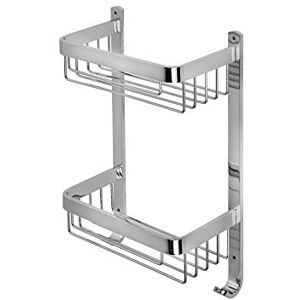 Croydex Aluminium Large Two Tier Shower Caddy Bathroom Storage Basket with Hooks, Rust-Free Chrome Bathroom Accessory Wall Fixings, Plugs & Screws Included, 5kg Load Capacity Croydex Aluminium Large Two Tier Shower Caddy Bathroom Storage Basket with Hooks, Rust-Free Chrome Bathroom Accessory Wall Fixings, Plugs & Screws Included, 5kg Load Capacity