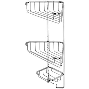 Croydex Three Tier Corner Shower Caddy Durable Stainless Steel Bathroom Shelves with Chrome Finish for Modern Bathrooms, 3-Tier Shower Corner Shelves with Hooks, Easy Installation, 5kg Load Capacity Croydex Three Tier Corner Shower Caddy Durable Stainless Steel Bathroom Shelves with Chrome Finish for Modern Bathrooms, 3-Tier Shower Corner Shelves with Hooks, Easy Installation, 5kg Load Capacity