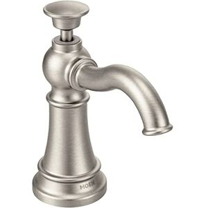 Moen Deck Mounted Kitchen Soap Dispenser with Above The Sink Refillable Bottle, Spot Resist Stainless, 1.12 Moen Deck Mounted Kitchen Soap Dispenser with Above The Sink Refillable Bottle, Spot Resist Stainless, 1.12