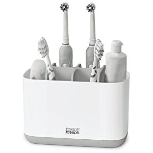 Joseph Joseph Easy-Store Large Toothbrush Holder Caddy, Bathroom Storage White/Grey Joseph Joseph Easy-Store Large Toothbrush Holder Caddy, Bathroom Storage White/Grey
