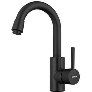 GRIFEMA Bathroom Basin Mixer Tap Stainless Steel, 360° Swivel, Hot & Cold Water Control, Water-Saving, Durable, Easy DIY Installation, Black, G1002B GRIFEMA Bathroom Basin Mixer Tap Stainless Steel, 360° Swivel, Hot & Cold Water Control, Water-Saving, Durable, Easy DIY Installation, Black, G1002B