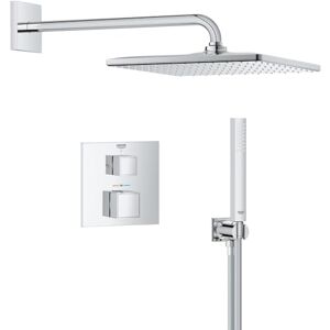Grohe Precision Cube Concealed Shower System with 2 Outlets Thermostat (Cube 31 cm Head Shower Mono Rain Spray and Stick Hand Shower 1 Spray, Hose 1.5m, Square Trim), Chrome, 34879000 Grohe Precision Cube Concealed Shower System with 2 Outlets Thermostat (Cube 31 cm Head Shower Mono Rain Spray and Stick Hand Shower 1 Spray, Hose 1.5m, Square Trim), Chrome, 34879000