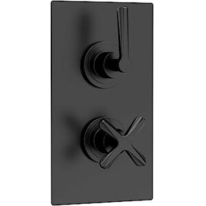 nuie CLL4210 Aztec Twin Concealed Thermostatic Shower Valve-1 Outlet, 215mm, Matt Black nuie CLL4210 Aztec Twin Concealed Thermostatic Shower Valve-1 Outlet, 215mm, Matt Black