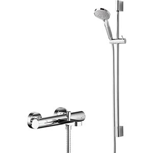 Hudson Reed SBR112BV2 Bundle Modern Bathroom Binsey Round Wall Mounted Thermostatic Bath Shower Mixer and Slimline Slide Rail Kit with Multi-Function Handset, Chrome Hudson Reed SBR112BV2 Bundle Modern Bathroom Binsey Round Wall Mounted Thermostatic Bath Shower Mixer and Slimline Slide Rail Kit with Multi-Function Handset, Chrome