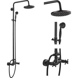 gotonovo Oil Rubbed Bronze Rain Shower System Set 2 Knobs Mixing 8 Inch Rainfall Shower Head with Handheld Spray Bathroom Shower Faucet gotonovo Oil Rubbed Bronze Rain Shower System Set 2 Knobs Mixing 8 Inch Rainfall Shower Head with Handheld Spray Bathroom Shower Faucet