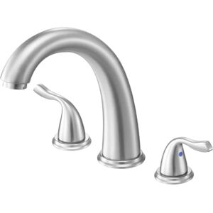 VEVOR Roman Tub Faucet, 3 Hole Waterfall Bathtub Faucet, Gooseneck Bath Tubs Faucets Set with 2 Handles, Deck Mount Bath Tub Faucets Set for Adult Bathing, Brushed Stainless Steel, High Arc Spout VEVOR Roman Tub Faucet, 3 Hole Waterfall Bathtub Faucet, Gooseneck Bath Tubs Faucets Set with 2 Handles, Deck Mount Bath Tub Faucets Set for Adult Bathing, Brushed Stainless Steel, High Arc Spout