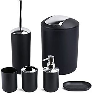 Papillon Bathroom Accessories Set-6 Piece Plastic Gift Set Toothbrush Holder,Toothbrush Cup,Soap Dispenser,Soap Dish,Toilet Brush Holder,Trash Can,Tumbler Straw Set Bathroom (Black) Papillon Bathroom Accessories Set-6 Piece Plastic Gift Set Toothbrush Holder,Toothbrush Cup,Soap Dispenser,Soap Dish,Toilet Brush Holder,Trash Can,Tumbler Straw Set Bathroom (Black)