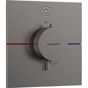 Hansgrohe ShowerSelect Comfort E - thermostat conceiled, bathroom tap with safety stop at 40 °C, thermostat square for shower and bath tub, shower mixer for 1 function, brushed black chrome, 15571340