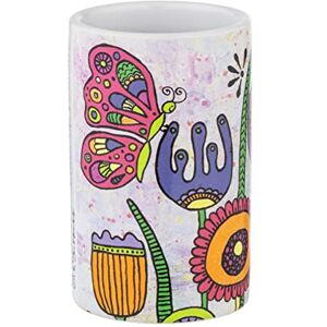 WENKO Toothbrush mug Rollin’Art Full Bloom, toothbrush holder, high-quality ceramic printed with the colourful motif of a flower meadow, toothbrush mug for storing dental care utensils, Ø 6.5 x 11 cm WENKO Toothbrush mug Rollin’Art Full Bloom, toothbrush holder, high-quality ceramic printed with the colourful motif of a flower meadow, toothbrush mug for storing dental care utensils, Ø 6.5 x 11 cm