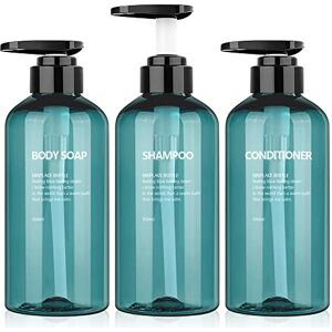 WeeGoo 3Pcs 500ML Empty Blue Plastic Pump Soap Dispenser Reusable and Refillable with Wash Hand Liquid, Shower Gel, Shampoo and Conditioner Bottles WeeGoo 3Pcs 500ML Empty Blue Plastic Pump Soap Dispenser Reusable and Refillable with Wash Hand Liquid, Shower Gel, Shampoo and Conditioner Bottles