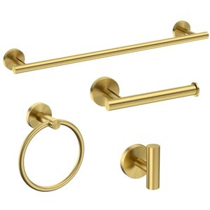 USHOWER Brushed Gold Bathroom Accessories Set, 24-Inch Towel Bar Set Wall Mounted, Durable SUS304 Stainless Steel Bathroom Hardware Set, 5-Piece USHOWER Brushed Gold Bathroom Accessories Set, 24-Inch Towel Bar Set Wall Mounted, Durable SUS304 Stainless Steel Bathroom Hardware Set, 5-Piece