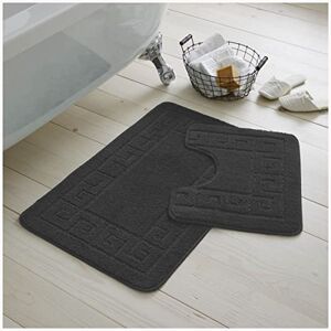 GC GAVENO CAVAILIA 2 Piece Washable Bathroom Mat, Extra Absorbent Anti Slip Bath Mats, Super Soft Toilet Rugs Set, Charcoal, Regular (50x80, 50x40 cm) GC GAVENO CAVAILIA 2 Piece Washable Bathroom Mat, Extra Absorbent Anti Slip Bath Mats, Super Soft Toilet Rugs Set, Charcoal, Regular (50x80, 50x40 cm)
