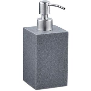 Relaxdays Soap Dispenser, Rectangular, 300 ml, Refillable, Bathroom, for Liquids, Polyresin, Stainless Steel Pump, Grey Relaxdays Soap Dispenser, Rectangular, 300 ml, Refillable, Bathroom, for Liquids, Polyresin, Stainless Steel Pump, Grey