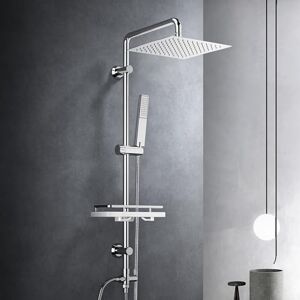 Görbach Hydromassage Shower Column Stainless Steel Without Mixer Tap, Adjustable Wall Holes, Shower Head, Hand Shower Holder, 25 x 25 Square Shelf Görbach Hydromassage Shower Column Stainless Steel Without Mixer Tap, Adjustable Wall Holes, Shower Head, Hand Shower Holder, 25 x 25 Square Shelf