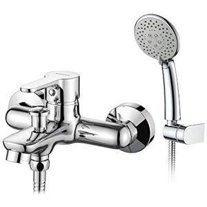 GRIFEMA Single Lever Bath/Tub/Shower Mixer Tap with 1.5m Stainless Steel Hose Pipe, Wall Mounted Shower Bracket and Handshower, 3/8 Inch Hose, Chrome, G13003 GRIFEMA Single Lever Bath/Tub/Shower Mixer Tap with 1.5m Stainless Steel Hose Pipe, Wall Mounted Shower Bracket and Handshower, 3/8 Inch Hose, Chrome, G13003