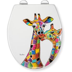 Croydex Steven Brown Francie & Josie Flexi-Fix Soft Close Toilet Seat with Quick Release with Adjustable Hinges, Durable Polypropylene Plastic with Top and Bottom Fixings (Giraffes) Croydex Steven Brown Francie & Josie Flexi-Fix Soft Close Toilet Seat with Quick Release with Adjustable Hinges, Durable Polypropylene Plastic with Top and Bottom Fixings (Giraffes)