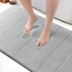 KEPLIN Memory Foam Bath Mat (Light Grey- 60 x 90cm), Ultra-Soft, Absorbent & Non-Slip Bathroom Mat, Machine Washable, Large Black Bathroom rug for Bath & Toilet Floors KEPLIN Memory Foam Bath Mat (Light Grey- 60 x 90cm), Ultra-Soft, Absorbent & Non-Slip Bathroom Mat, Machine Washable, Large Black Bathroom rug for Bath & Toilet Floors