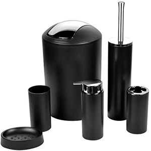 Zuvo Bathroom Accessories Set – 6 Piece -Black Bathroom Set with Bin, Toilet Brush, Soap Dispenser, Toothbrush Holder, Cup & Soap Dish – Durable Plastic, Modern Design for Home or Gift Zuvo Bathroom Accessories Set – 6 Piece -Black Bathroom Set with Bin, Toilet Brush, Soap Dispenser, Toothbrush Holder, Cup & Soap Dish – Durable Plastic, Modern Design for Home or Gift