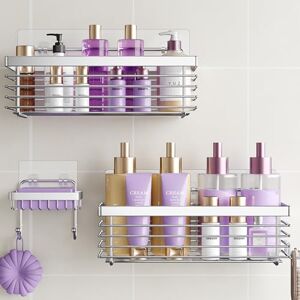 ODesign Shower Caddy Basket Shelf for Shampoo Conditioner Bathroom Kitchen Storage Organizer SUS304 Stainless Steel No Drilling 3 Pack ODesign Shower Caddy Basket Shelf for Shampoo Conditioner Bathroom Kitchen Storage Organizer SUS304 Stainless Steel No Drilling 3 Pack