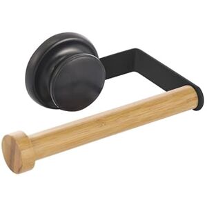 MSV Wall Mounted Toilet Roll Holder with Suction Cup Bamboo and Steel Black MSV Wall Mounted Toilet Roll Holder with Suction Cup Bamboo and Steel Black
