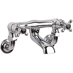 Hudson Reed Old London BC403DXWM Topaz Traditional Bathroom Wall Mounted Bath Filler with Crosshead Handles and Domed Collars, 142mm x 262mm, Chrome/Black Hudson Reed Old London BC403DXWM Topaz Traditional Bathroom Wall Mounted Bath Filler with Crosshead Handles and Domed Collars, 142mm x 262mm, Chrome/Black