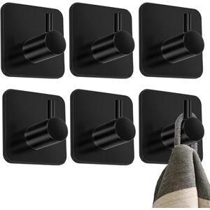 4happy 6 x Towel Holder Without Drilling, Classic Design, Self-Adhesive Hooks, Waterproof Adhesive Towel Rail, Bathroom Stainless Steel, Sticky for Hanging for Kitchen, Bathroom, Colour Black 4happy 6 x Towel Holder Without Drilling, Classic Design, Self-Adhesive Hooks, Waterproof Adhesive Towel Rail, Bathroom Stainless Steel, Sticky for Hanging for Kitchen, Bathroom, Colour Black