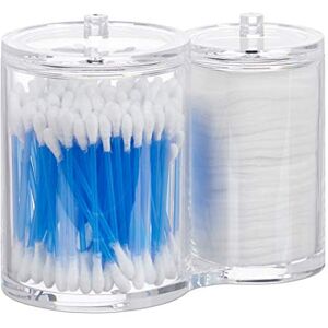 Relaxdays Double Swab Storage Container & Cotton Pad Holder, Lidded, Easy-Care, Acrylic Organiser, Clear, 12x15x8.5 cm Relaxdays Double Swab Storage Container & Cotton Pad Holder, Lidded, Easy-Care, Acrylic Organiser, Clear, 12x15x8.5 cm