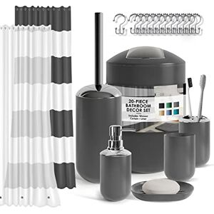 Clara Clark Bathroom Set Black Bathroom Accessories Set, 20PC Bathroom Accessory Set, Shower Curtain Set with Liner, Toothbrush Holder, Soap Dispenser, Soap Dish, Toilet Brush Holder, and Trash Can Clara Clark Bathroom Set Black Bathroom Accessories Set, 20PC Bathroom Accessory Set, Shower Curtain Set with Liner, Toothbrush Holder, Soap Dispenser, Soap Dish, Toilet Brush Holder, and Trash Can