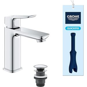 Grohe Dice Single Lever Basin Mixer with Push-Open Waste Set, (M-Size 172mm, 28mm Ceramic Cartridge, Water & Energy Saving, Tails 3/8 Inch, Easy to Fit with the Included QuickTool), Chrome, 1018360000 Grohe Dice Single Lever Basin Mixer with Push-Open Waste Set, (M-Size 172mm, 28mm Ceramic Cartridge, Water & Energy Saving, Tails 3/8 Inch, Easy to Fit with the Included QuickTool), Chrome, 1018360000