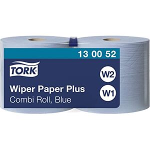 Tork 130052 Wiping Paper Plus Combi Roll / Wiping Paper Rolls Suitable for W1 and W2 Wipers System Dispensers / Extra Strong Paper Towel Roll / Blue / 2 x 255m / Ø 26.2cm Tork 130052 Wiping Paper Plus Combi Roll / Wiping Paper Rolls Suitable for W1 and W2 Wipers System Dispensers / Extra Strong Paper Towel Roll / Blue / 2 x 255m / Ø 26.2cm