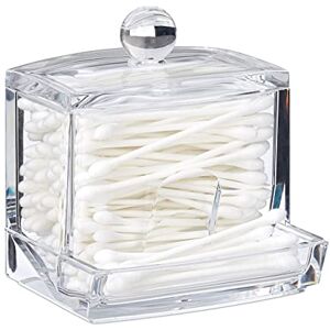 Relaxdays Cotton Swab Storage Box, Acrylic Lidded Organiser, Stick Bathroom Dispenser, Size M, Clear, 10x9x8 cm Relaxdays Cotton Swab Storage Box, Acrylic Lidded Organiser, Stick Bathroom Dispenser, Size M, Clear, 10x9x8 cm